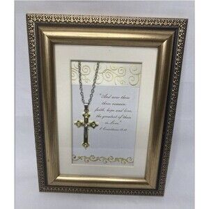 MCM Wall Decor Gold Picture Frame 8.5” x 6.5” Cross 1 Corinthians 13:13